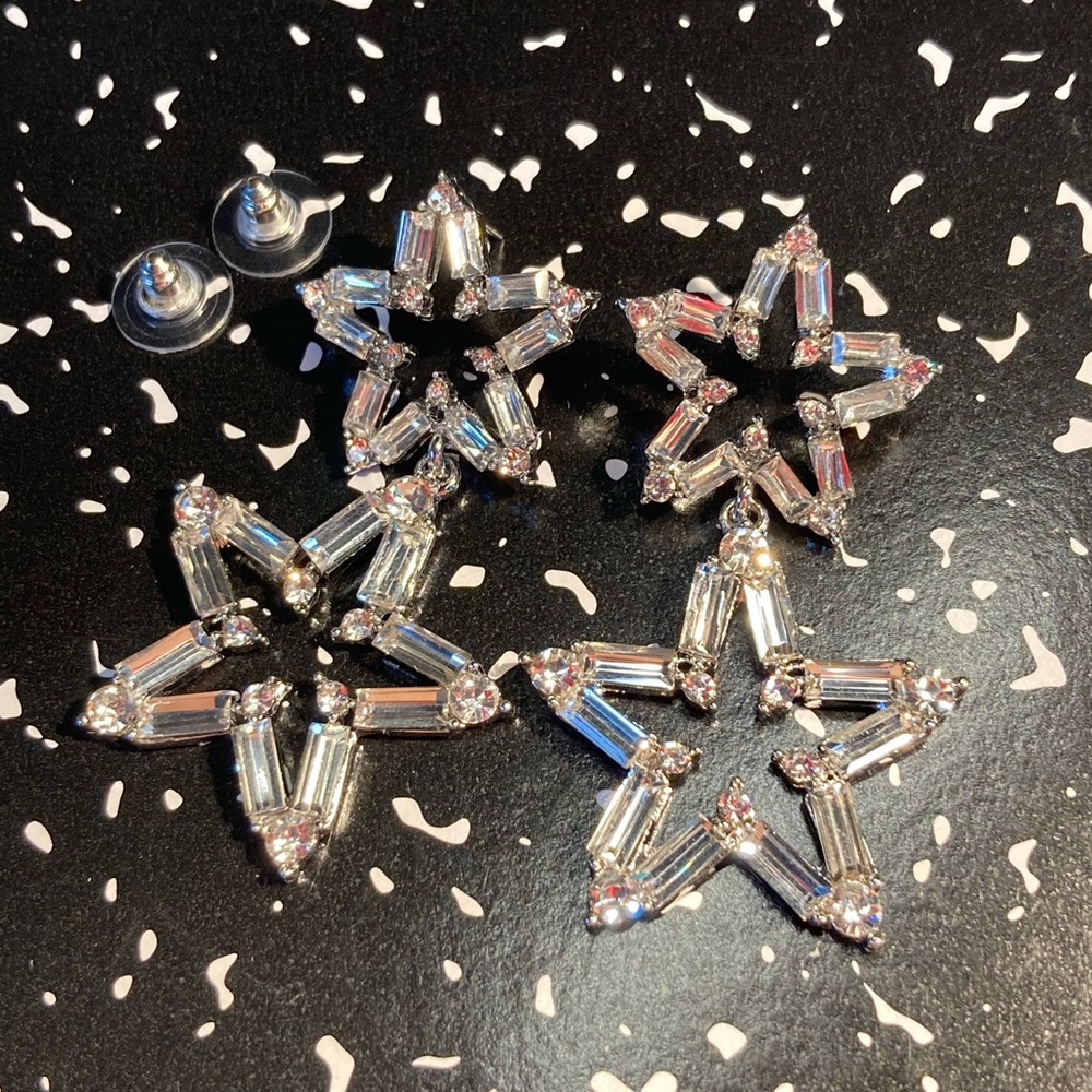 Big Star Rhinestone Party Earrings - Picture 3 of 4